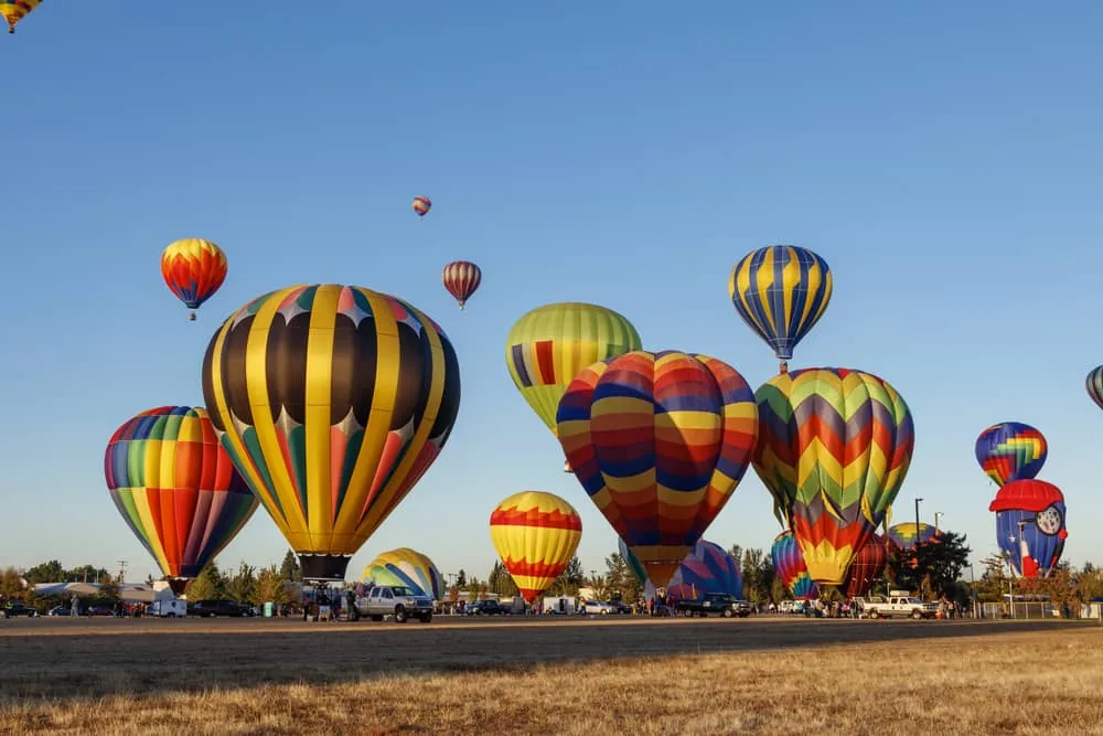 Hot air balloons at the Northwest Art and Air Festival in Albany Oregon